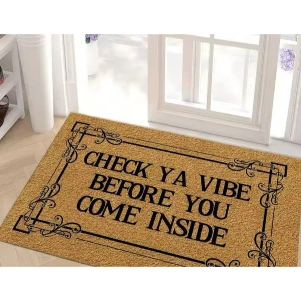 abigail&bleu “Check Ya Vibe Before You Come Inside” Printed Entrance Mat Rug